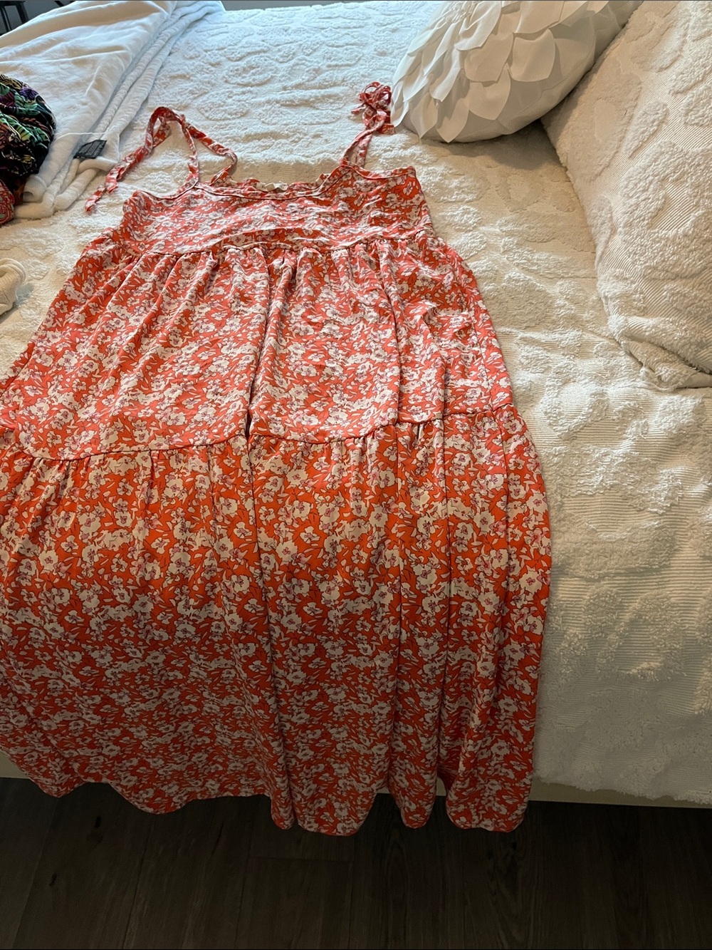Shop Stevie Coral and White Floral Dress